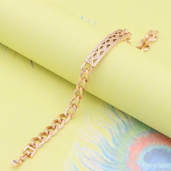 "Elegant Rose Gold Bracelet with Infinity Design and CZ Accents, XPBL0853 - Picture 8 of 12